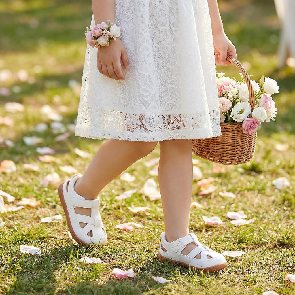 Toddler Mary Jane Sandals Wide Toe Box Flower Girls Dress Shoes