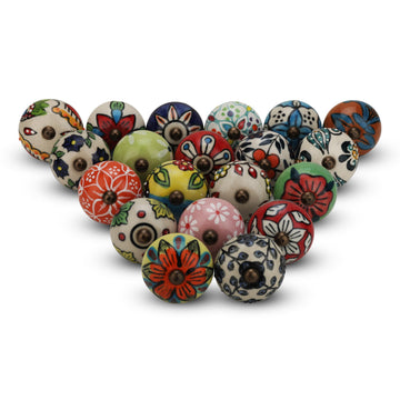 Multicolor Assorted Ceramic Cabinet Knobs Pack of 20