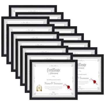 15 Pack 8.5 x 11 Certificate Frame, Black 8.5 by 11 Picture Frames