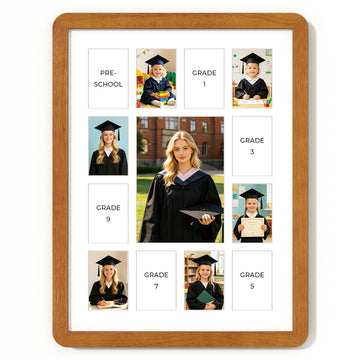 12x16 Solid Wood Picture Frame, School Years Picture Frame Day Graduation Photo Collage, Displays One 5x7 Photo
