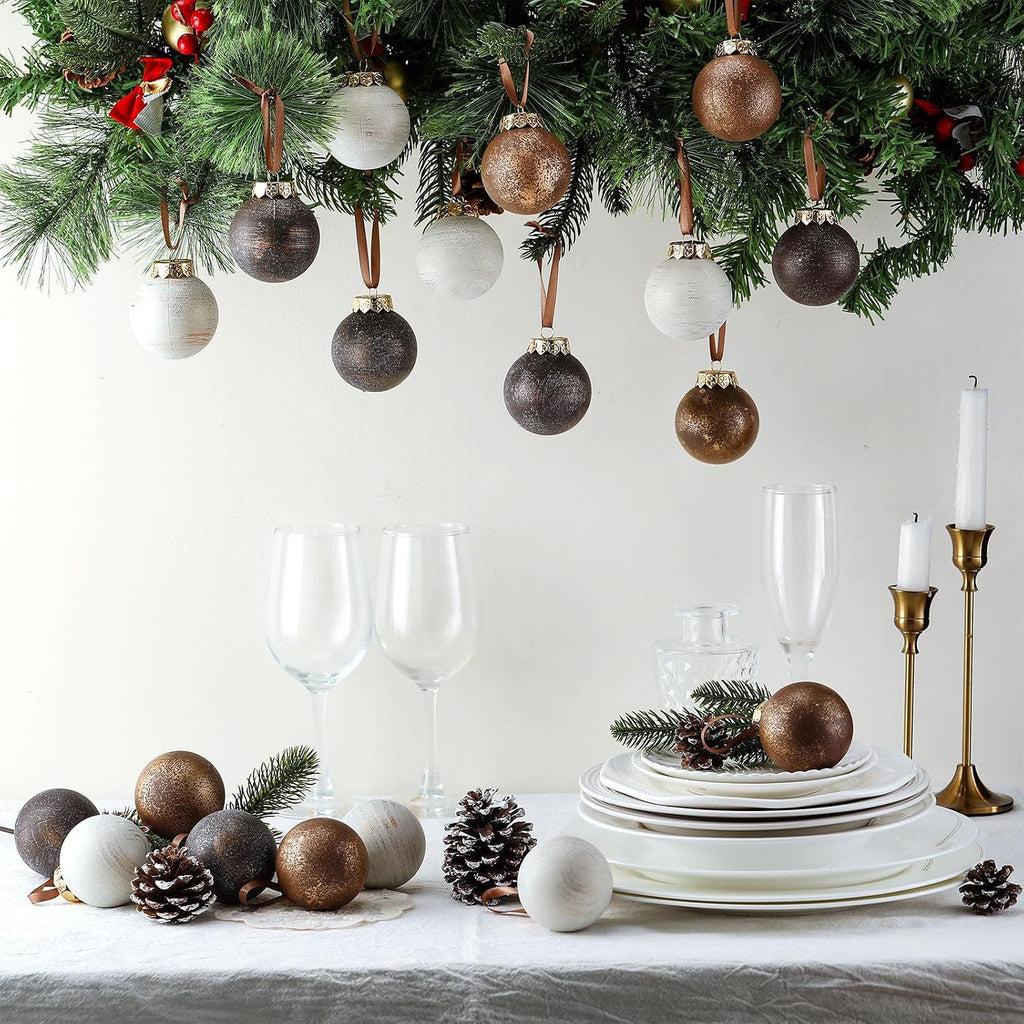 Textured Christmas Ornament 2.36'' Tree Decor,Copper - Set of 24