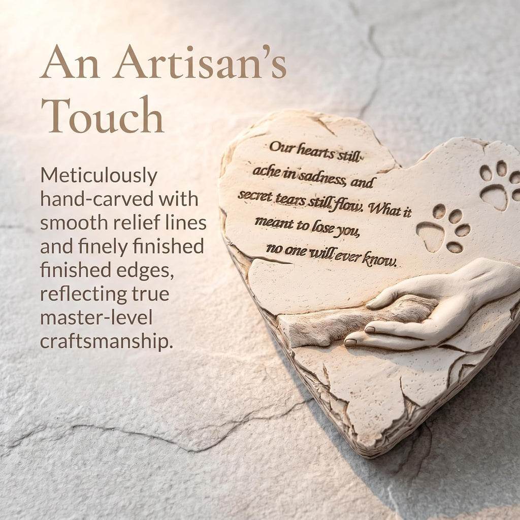 Heart Shaped Pet Dog Memorial Stones Grave Markers, Pet Dog Headstones Memorial Plaques for Garden Backyard Patio or