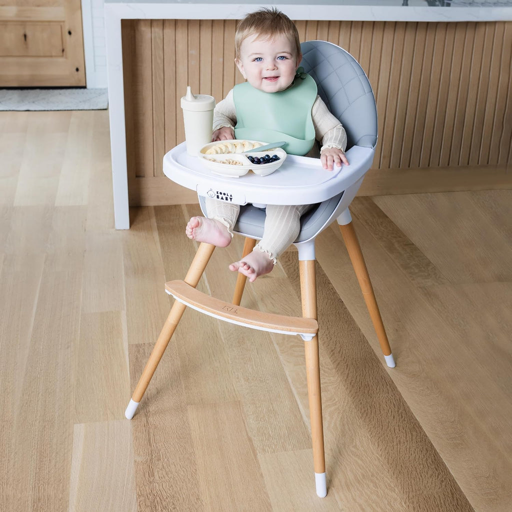 Convertible High Chair for Babies, Toddlers, Kids & Children - Wooden Highchair with Adjustable Height & Dishwasher