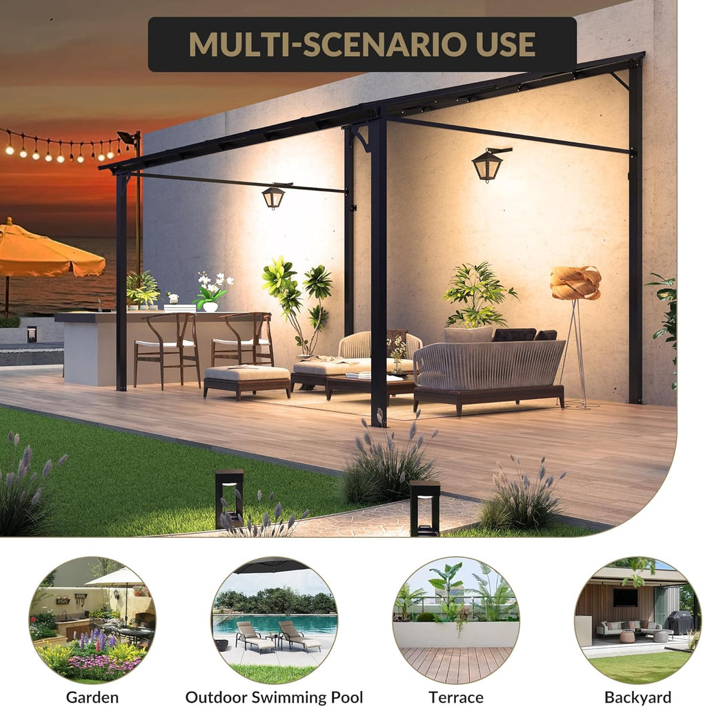 10x12ft Lean to Gazebo with Polycarbonate Hardtop Roof