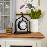 DESIGN 7.5'' x 10'' Mantel Clock Iron Tower Frame, Creative Bird Ornament Tabletop Clock