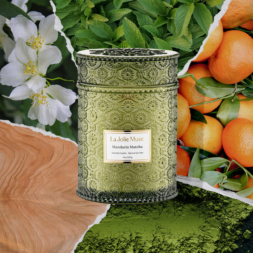 Mandarin Matcha Scented Candle, 19 oz Natural Soy Wax