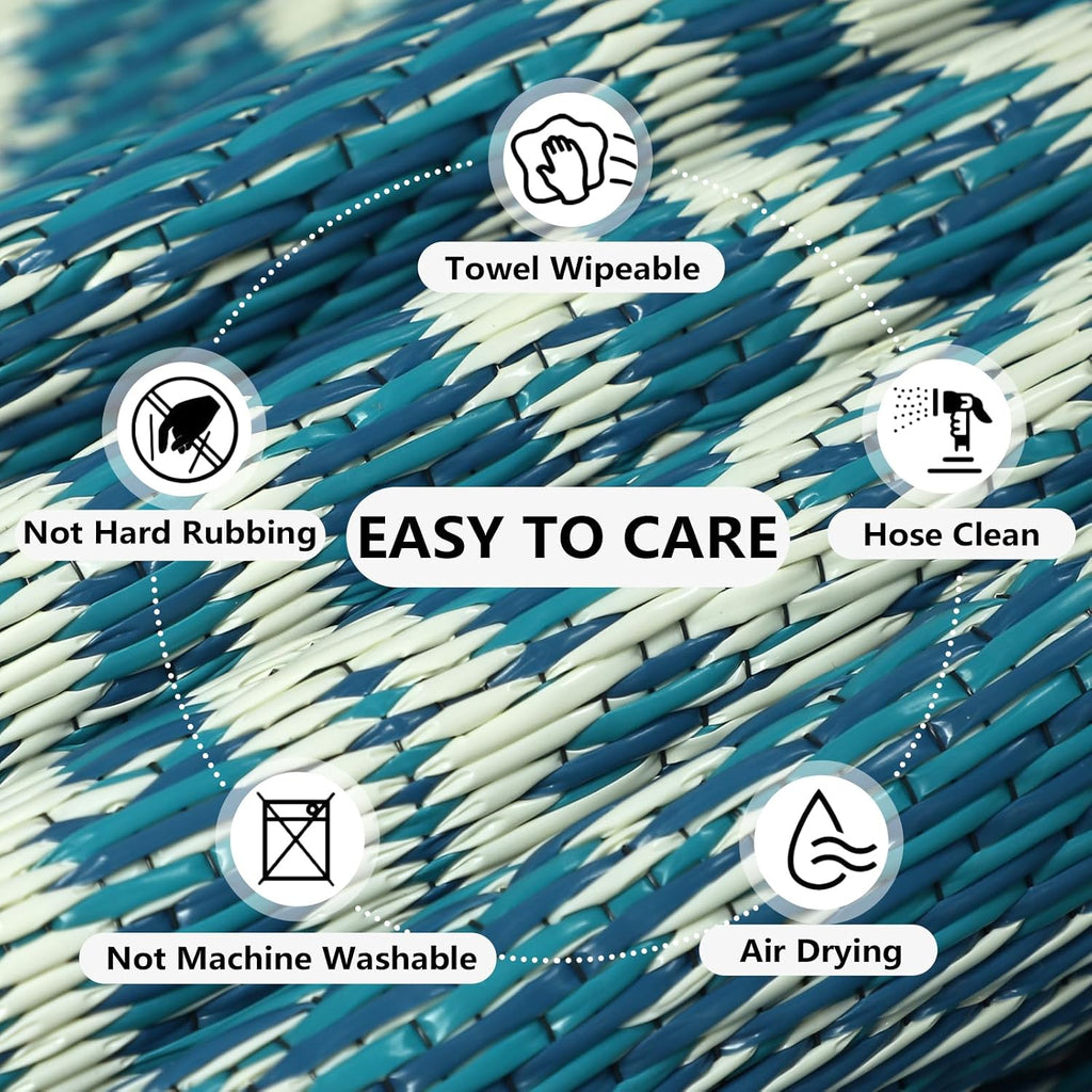 Outdoor Rug Waterproof Reversible Plastic Patio Rug Large Outdoor Carpet Lightweight UV-Resistant Portable