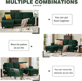 86" Convertible Sectional Sofa, Deep 3-Seat L Shaped Couch with Ottoman and Storage Pocket
