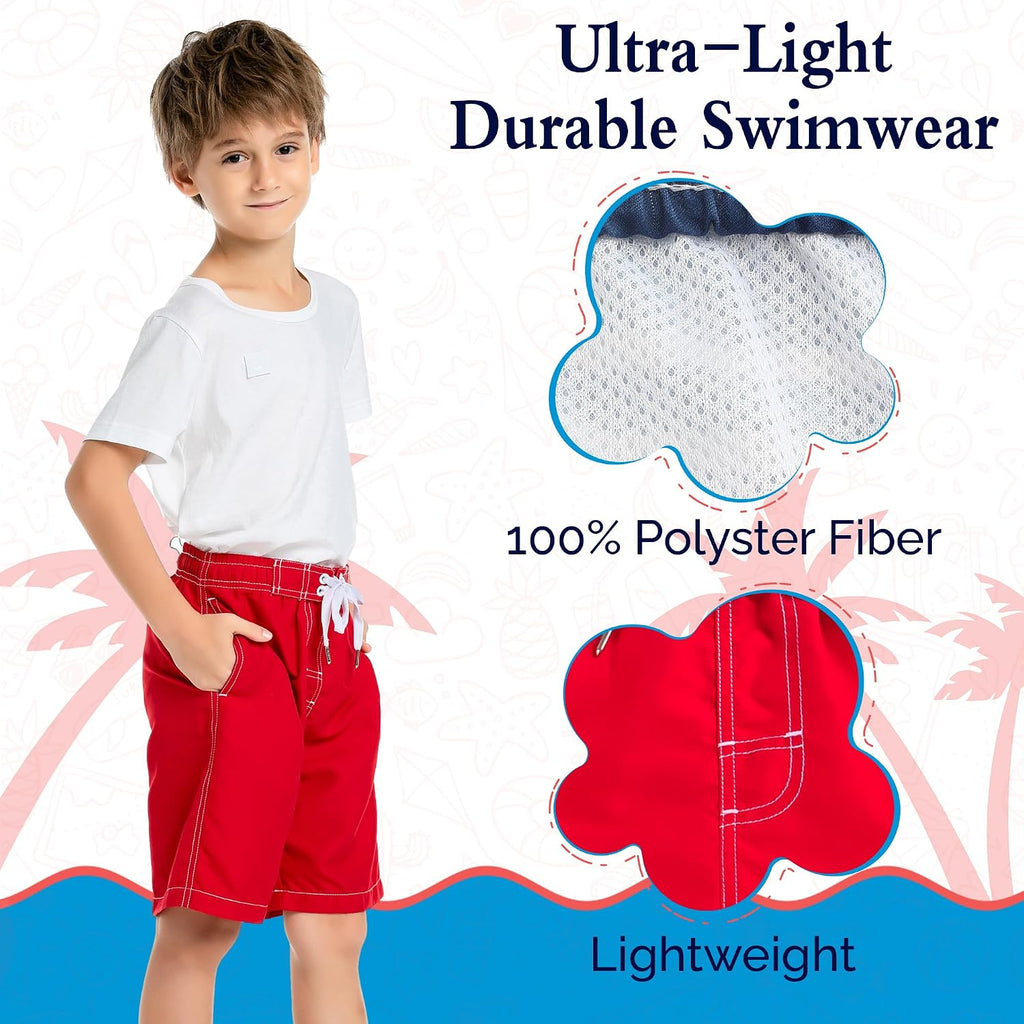 Boys Swim Trunks - Quick-Dry, Comfortable, /6 to 18/ Fun Patterns, Durable Design Boys Bathing Suit