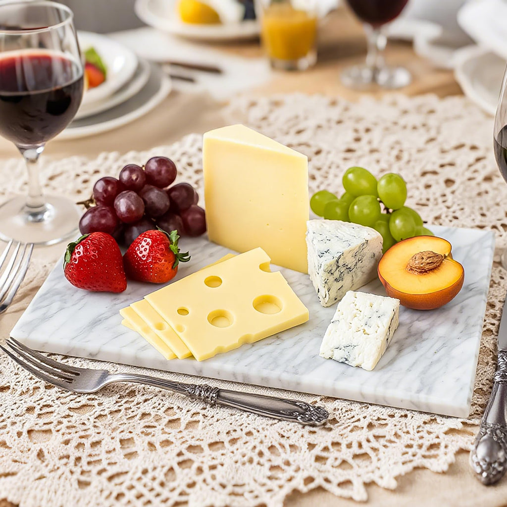 8 x 12 Inches Marble Cutting Board, Stone Cutting Board with Non-Slip Feet Countertop, Rectangular Serving Slab