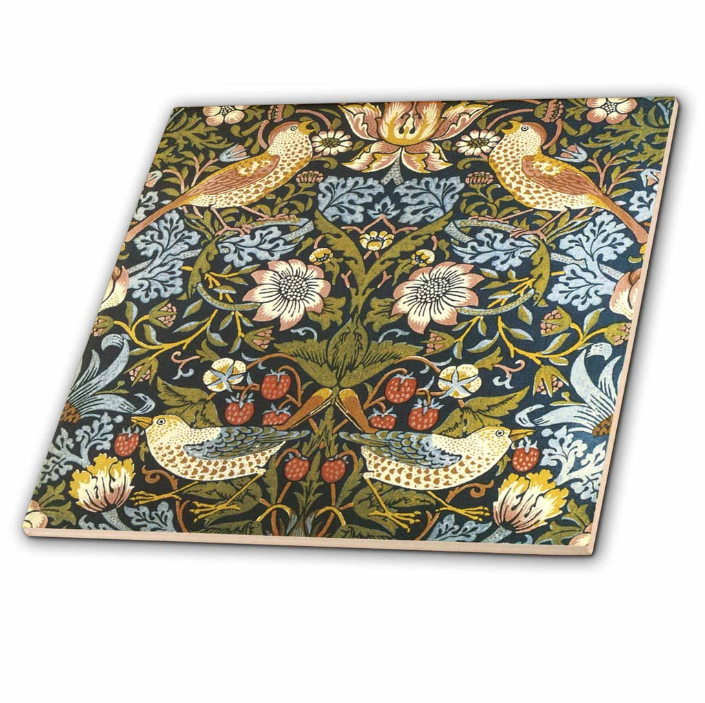 William Morris Strawberry Thief Pattern 12 Inch Ceramic Tile