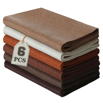 6 Rolls 8"x20" Soft Felt Fabric Sheets, 1.6mm Thick, Assorted Earth Tone Colors - Nonwoven Felt for DIY Craft Sewing