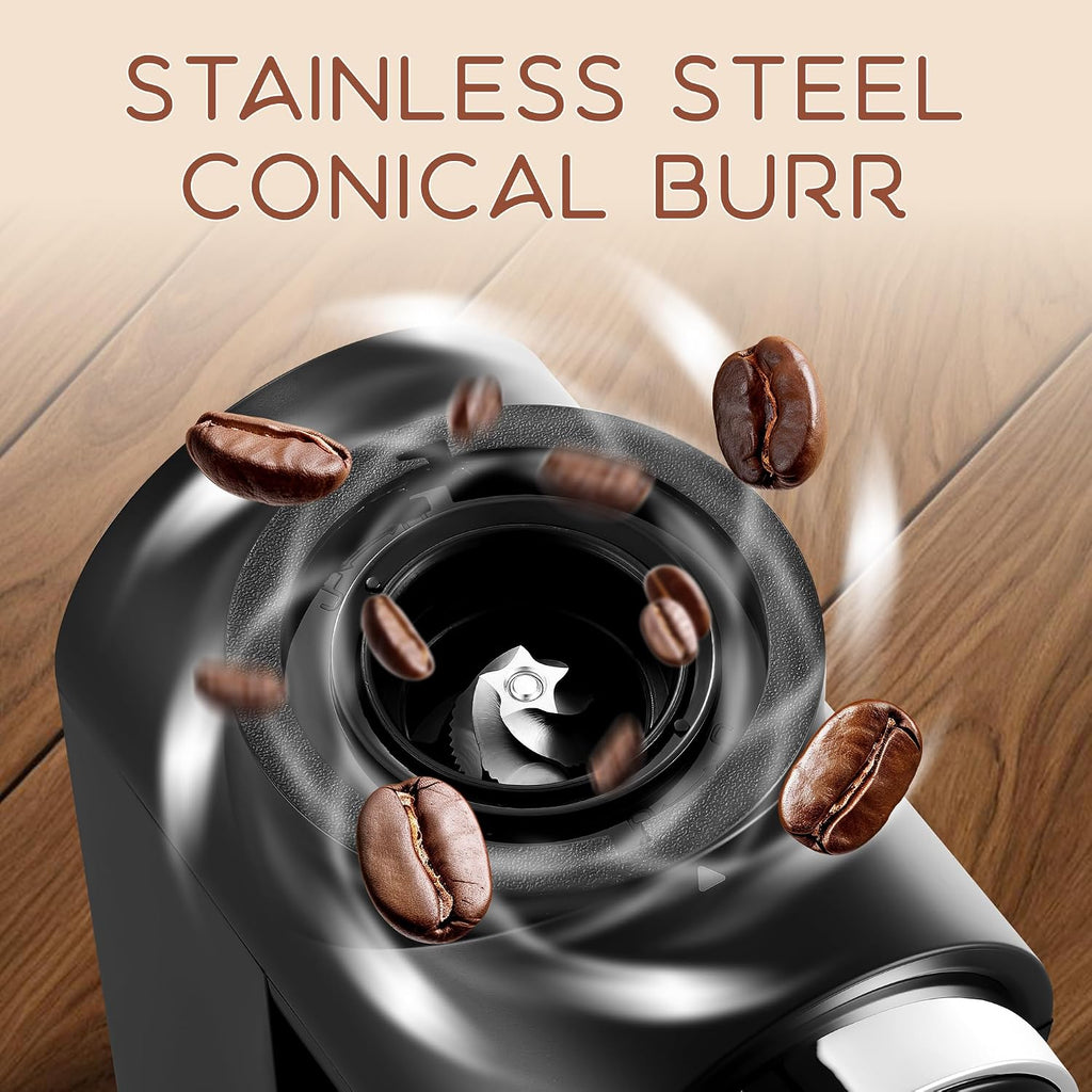 Conical Burr Coffee Grinder Electric, Touch Panel Burr Coffee Grinder with 30 Precise Settings, Compact Coffee Bean