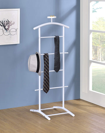 Suit & Tie Freestanding Valet Stand Clothing Organizer Rack, White