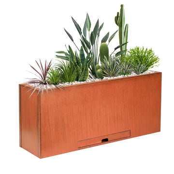 Corten Steel Rectangular Planter Box - 36" Lx12 Wx16 L. Pre-Rusted Weathering Steel Planter, Heavy Duty Rustic Finish