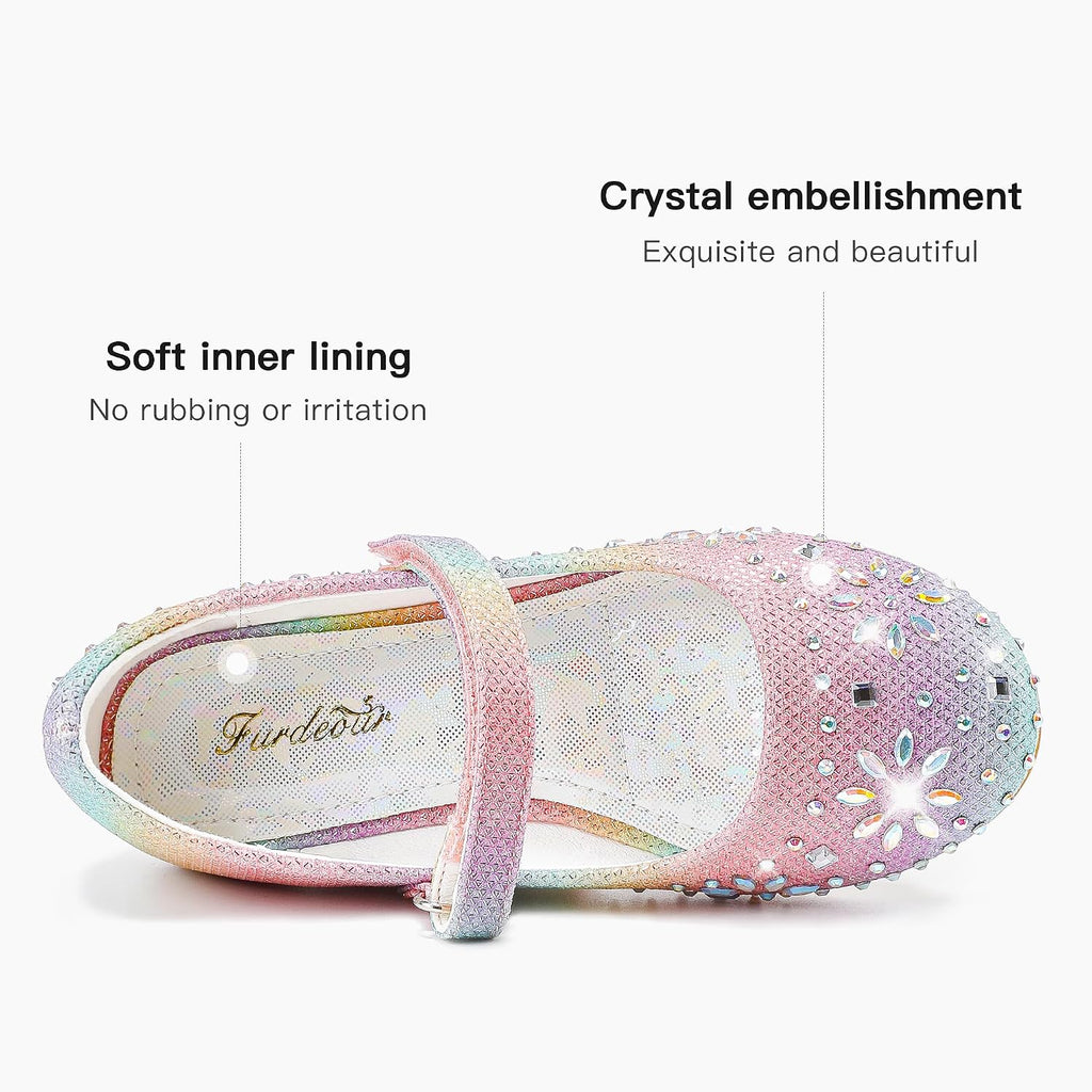 Girls Dress Shoes Princess Flats Glitter Flower Girl Toddler Kids