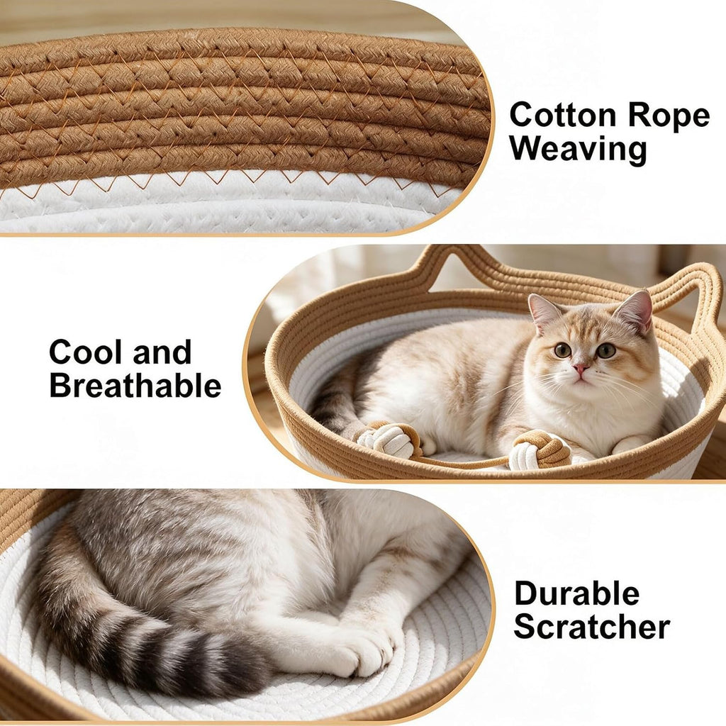 Handwoven Cotton Rope Cat Bed Basket