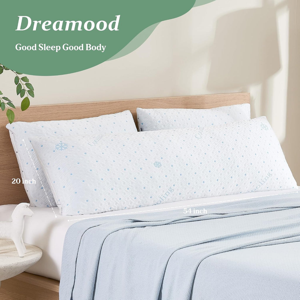 Cooling Body Pillow Shredded Memory Foam with Pillowcase for Adult | Adjustable Foam Pregnancy Long Full Bed Body