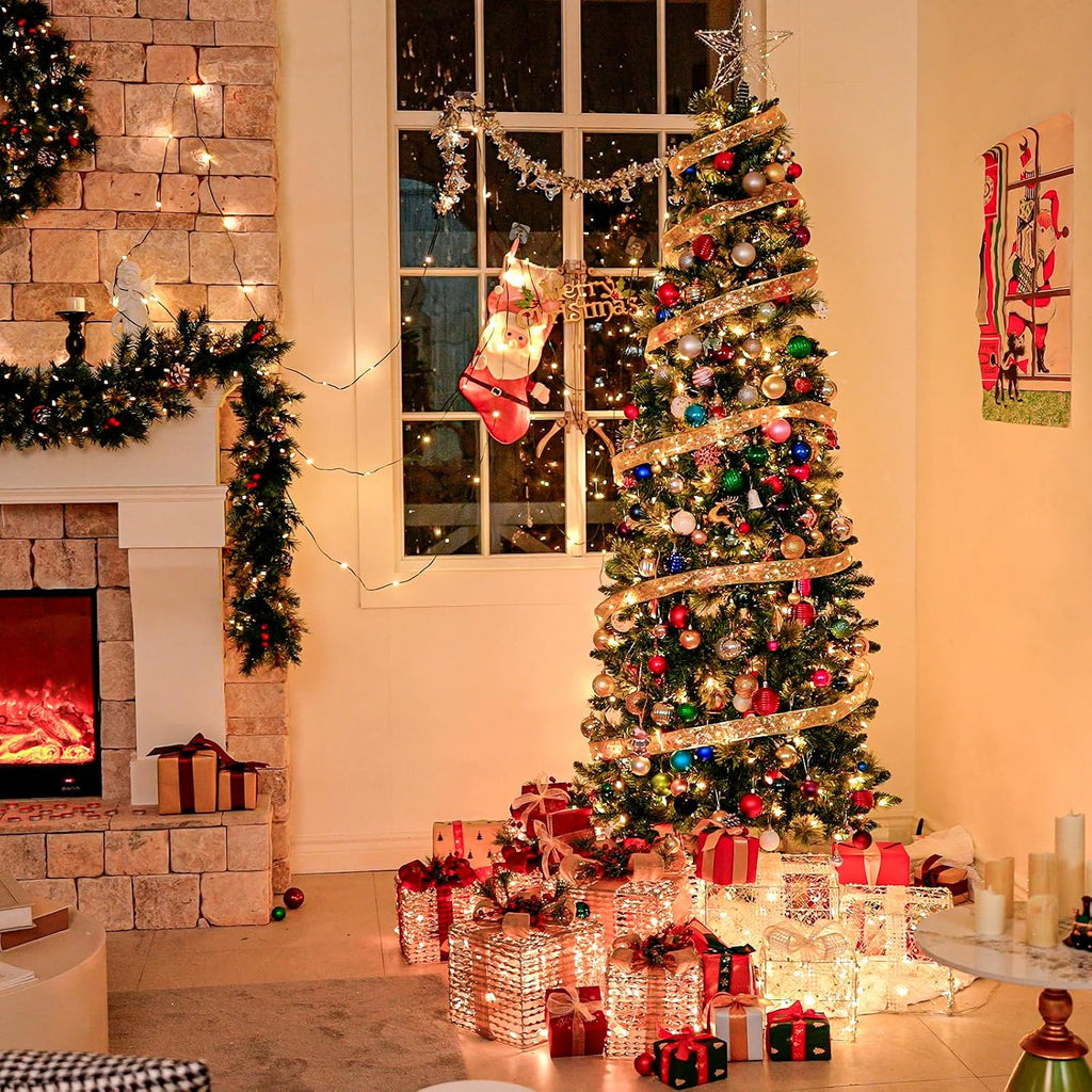 Slim Prelit Christmas Tree with Pine Needle