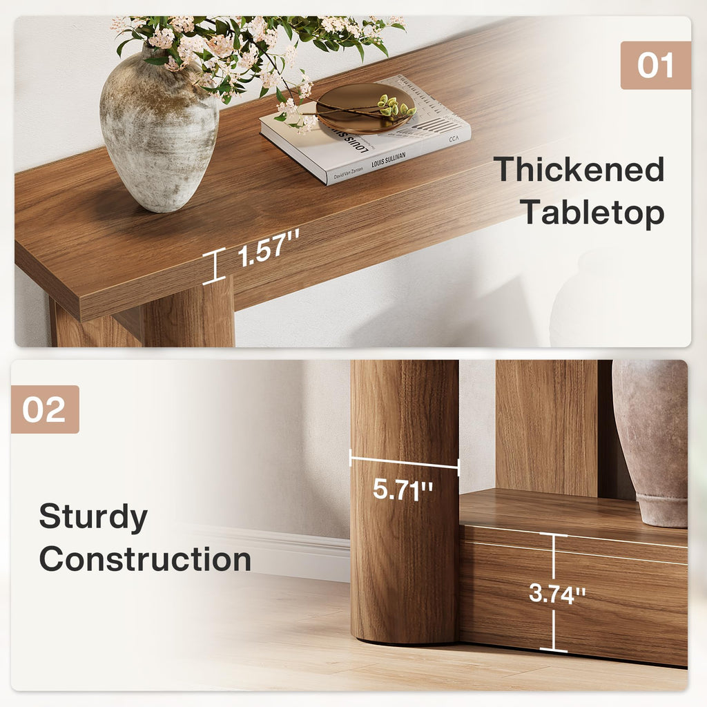 63" Farmhouse Console Table, Narrow Long Sofa Table Behind Couch