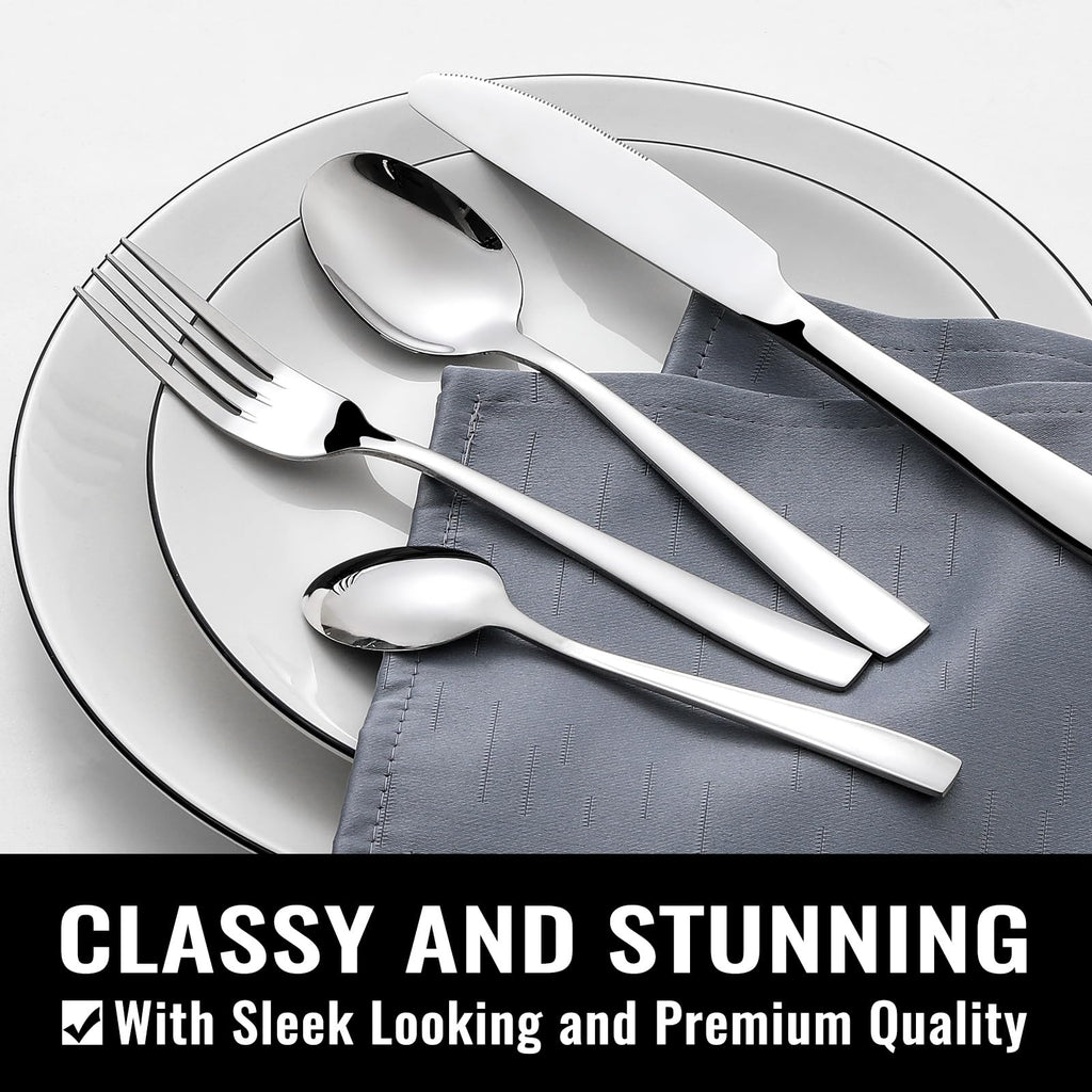 Silverware Set with Steak Knives for 8, 18/8 Stainless Steel Flatware Cutlery Set Kitchen Restaurant Hotel