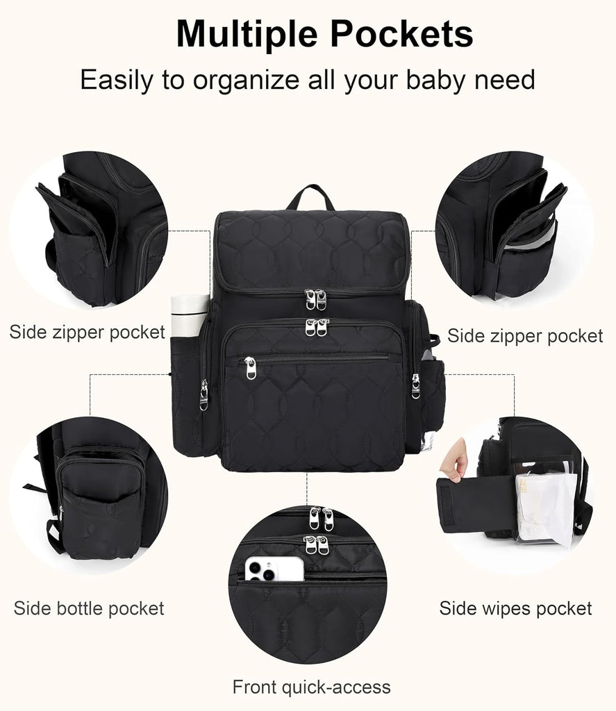 Diaper Bag Backpack for Mom and Dad, Baby Bag with Waterproof Changing Pad
