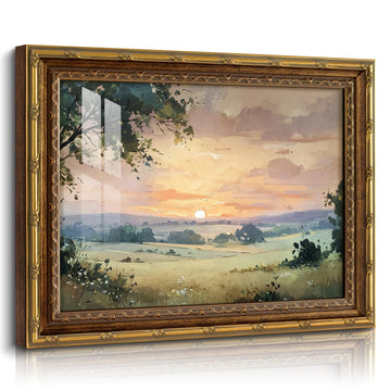 Vintage Gold Framed Wall Art Sunset Landscape Canvas Wall Art 13x16