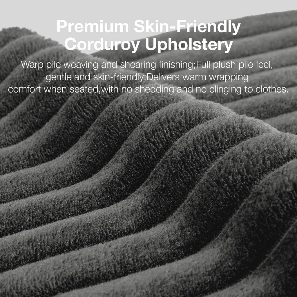 144'' L-Shape Boneless Couches, Corduroy Dark Grey