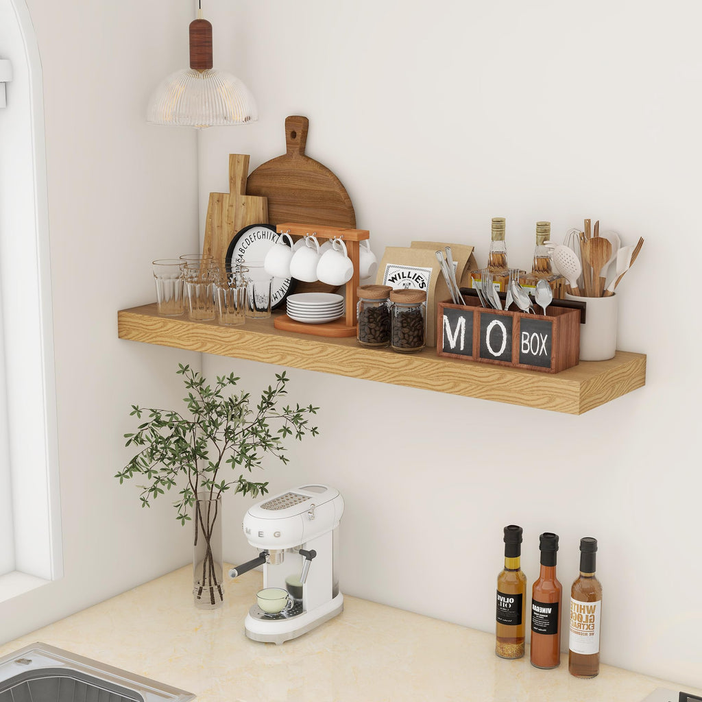 48 Inch Floating Shelf, 12'' Deep Oak Shelves for Wall Set of 1