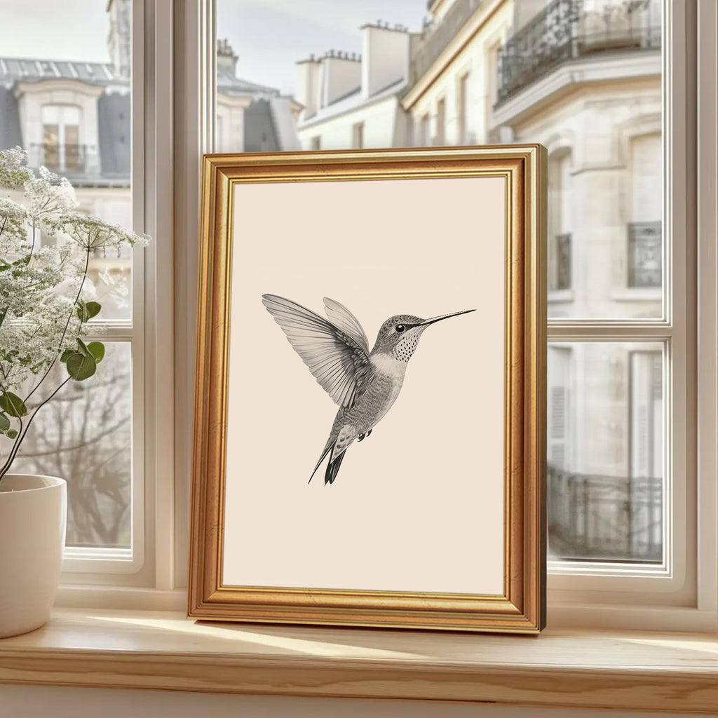 Hummingbird Illustration Wall Art, Gold-Tone Frame, 12 x 16 Inches
