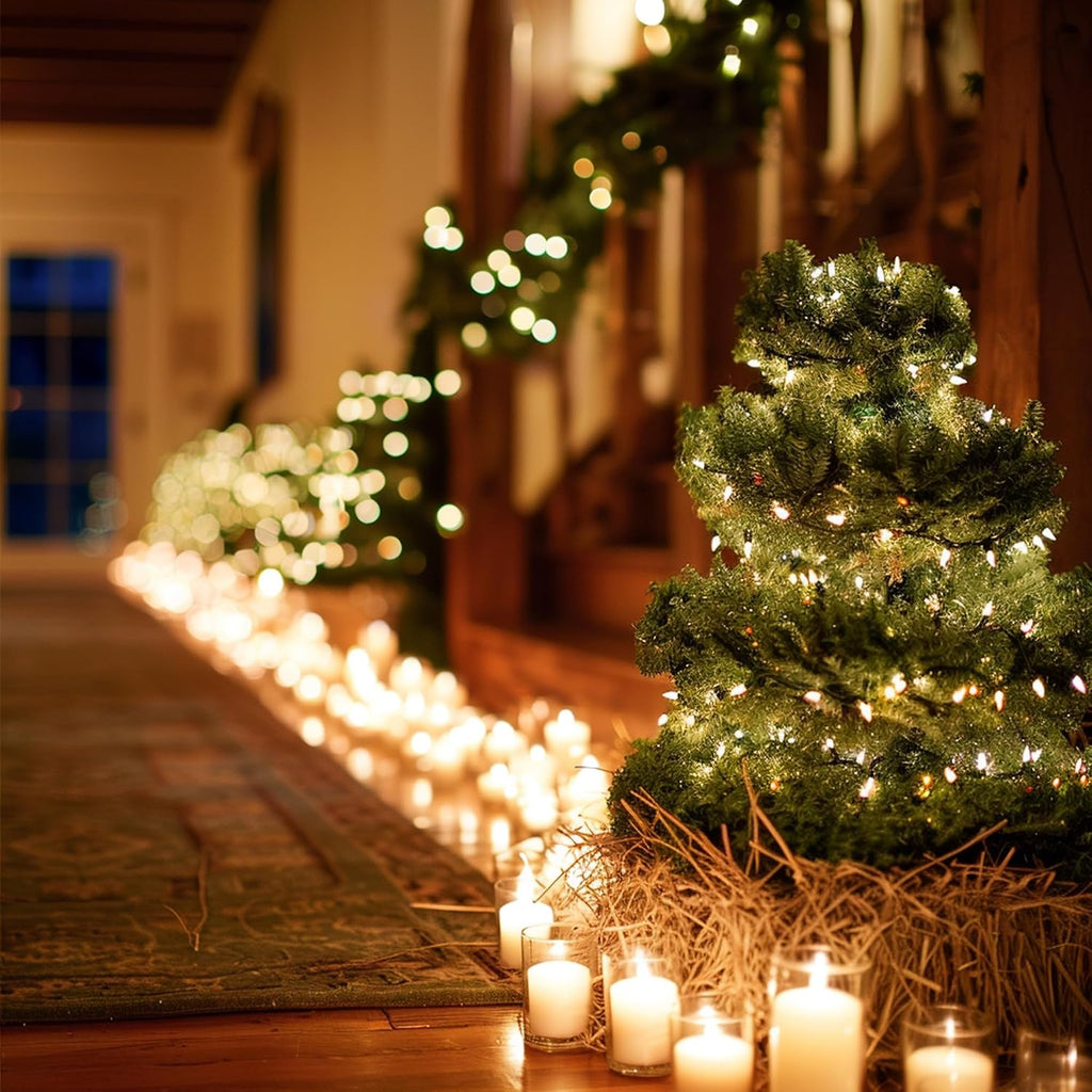30 FT Pre-Lit Christmas Garland Decorations, 100 LED Lighted Artificial Pine Garlands with 8 Modes, Green Garland