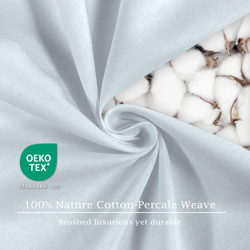 Pure Cotton Fitted Sheets Twin XL Size, 300 Thread Count Percale Sheets for Twin XL Size Bed, Soft & Breathable