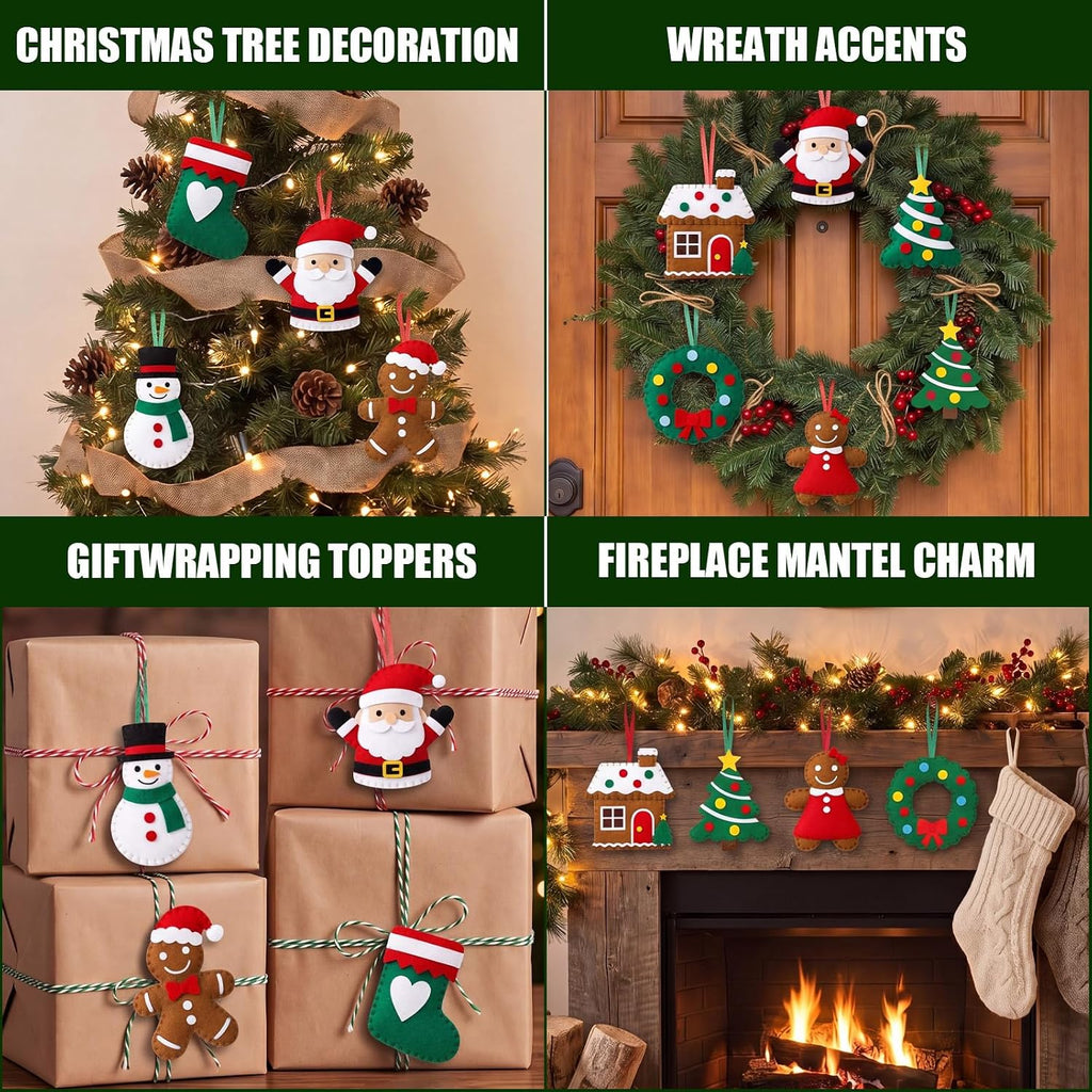 Felt Christmas Ornaments Set,4" - Set of 24