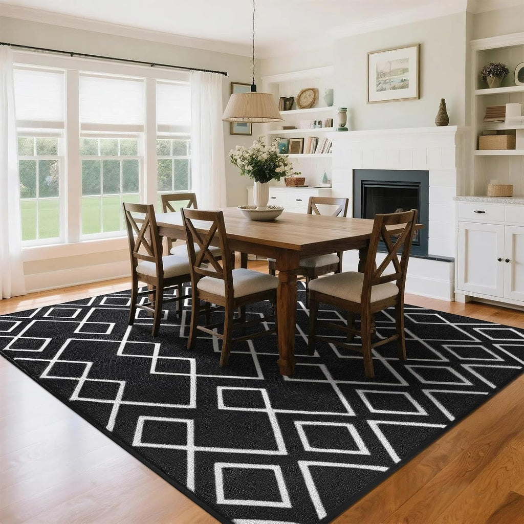 Soft Area Rug, Moroccan Rugs, Geometric Non-Slip Carpet with Memory Foam for Boys Girls's Bedside Office Dorm