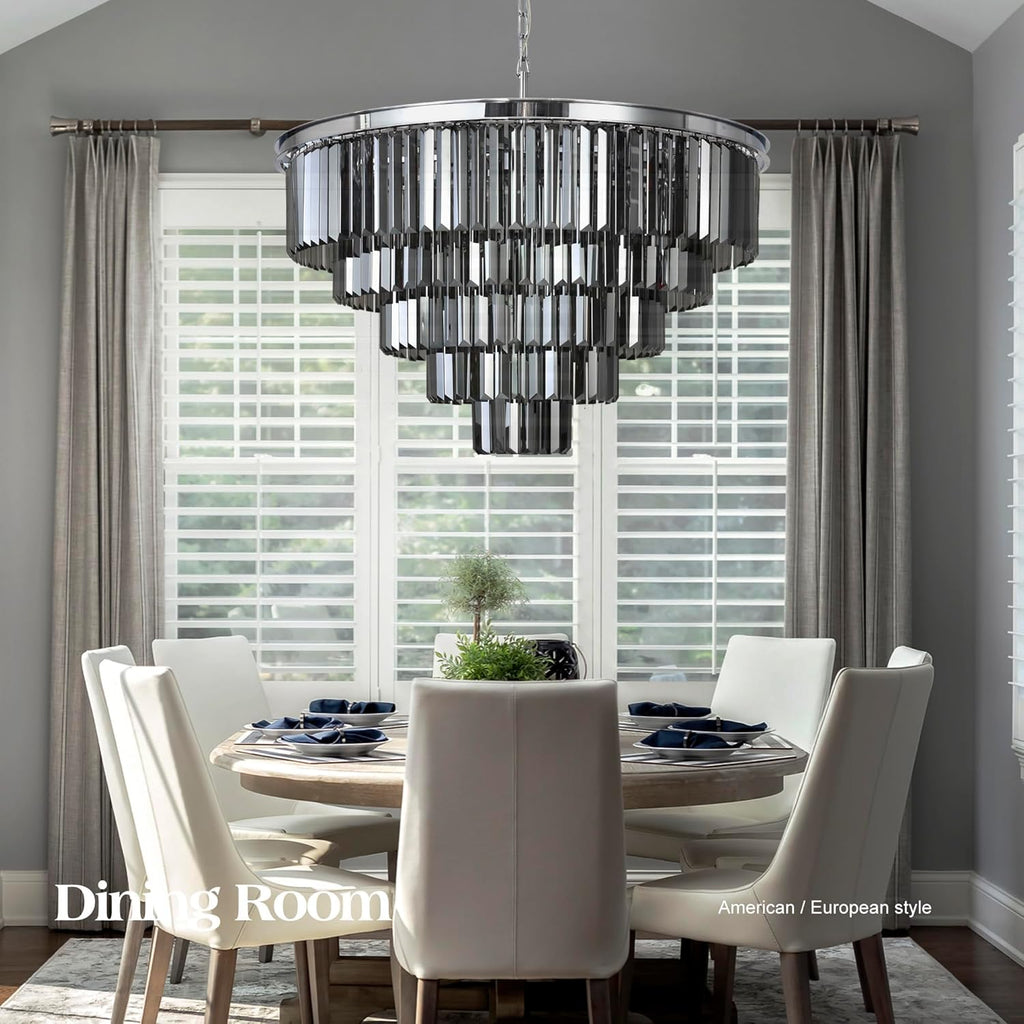 Inspired Odeon Style 16-Light Chrome Smoke Crystal 5-Tier Modern Chandelier W31.5" - A107-B07QGZMLKN
