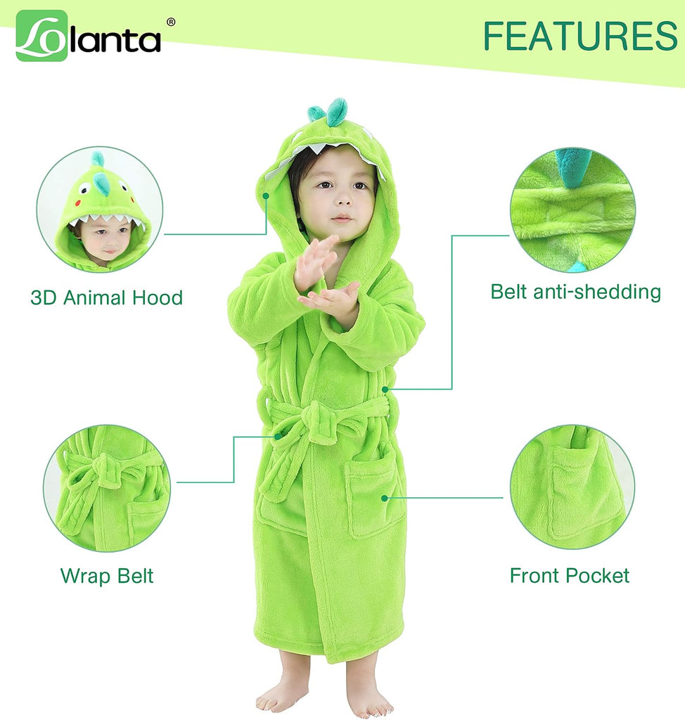 Boys' Girls' Hooded Bathrobe Soft Animal Plush Robe Kids Sleepwear