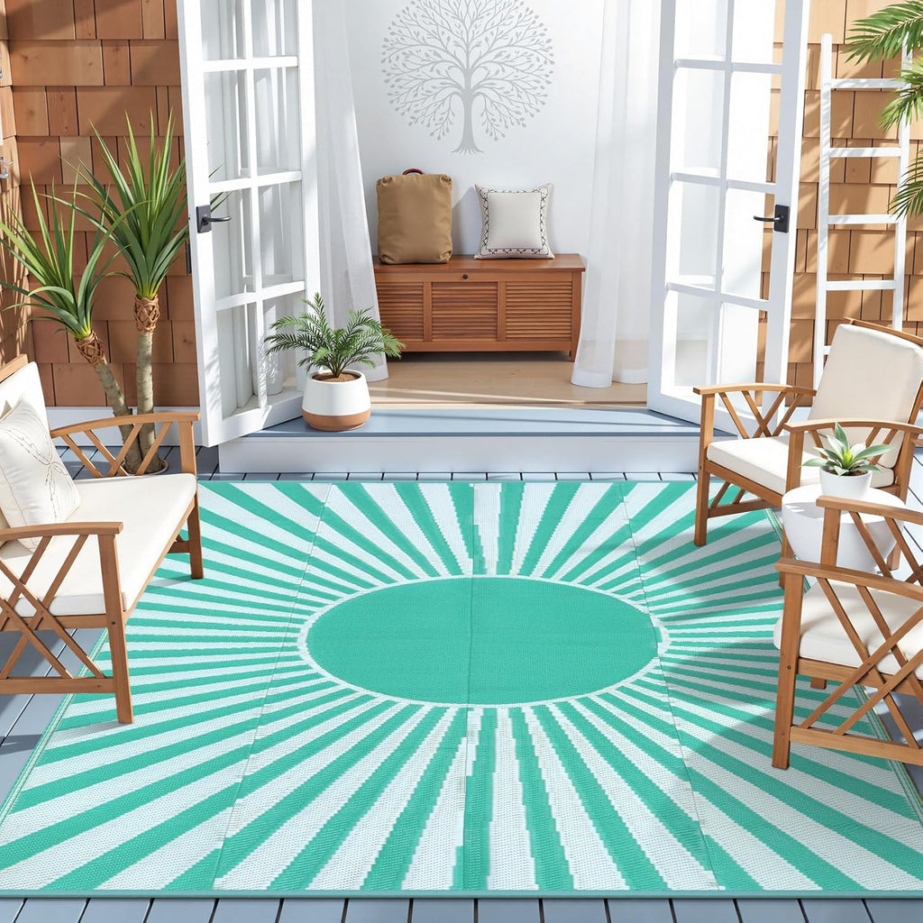 Outdoor Rug Waterproof - Portable Outdoor Camping RV Rug, Reversible Large Plastic Straw Patios Mat, Outside