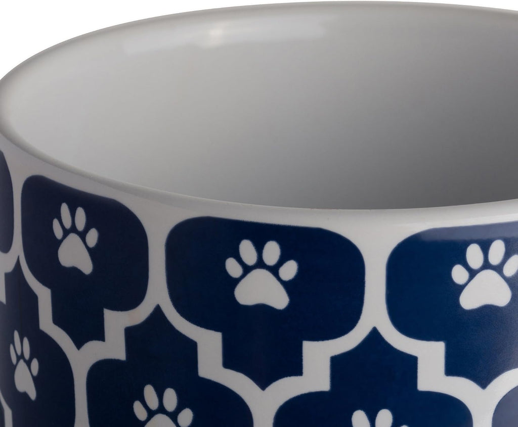 Lattice Collection Pet Bowl & Canister, Treat Canister, 4x6.5", Nautical Blue