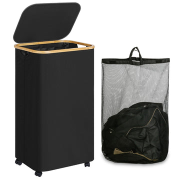 Laundry Hamper with Wheels 110L Laundry Basket with Mesh Bag,Black