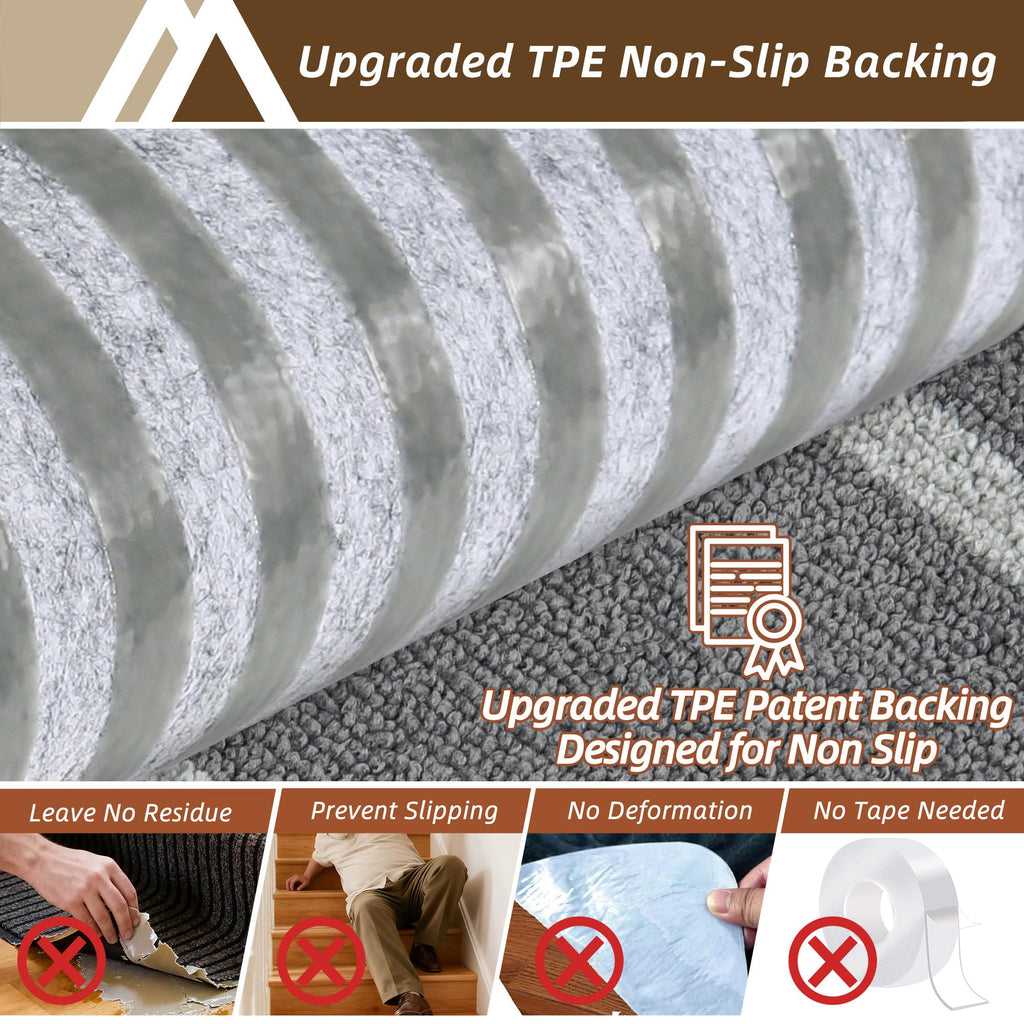 Soft Non-Slip Carpet Mat 28inX9in, 7pcs Grey