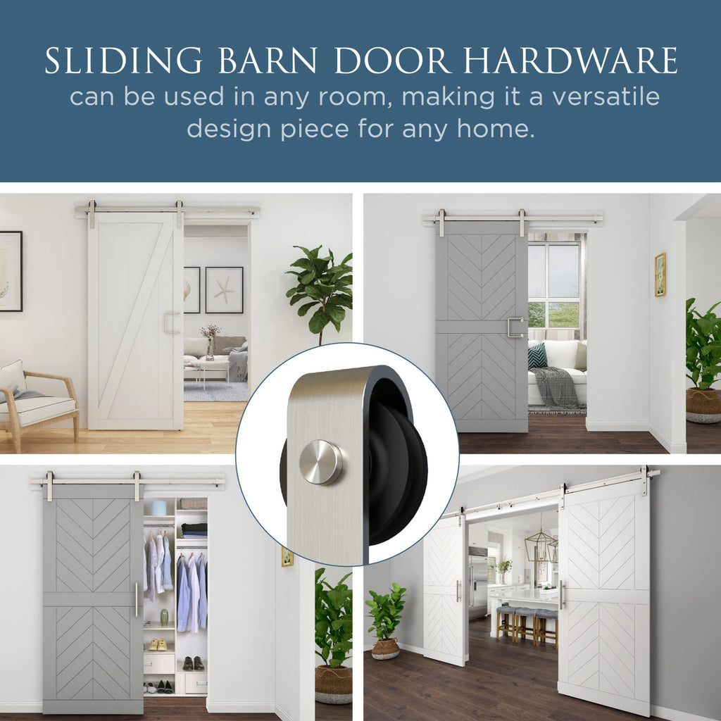 Classic Interior Barn Door Kit, 72", Satin Nickel