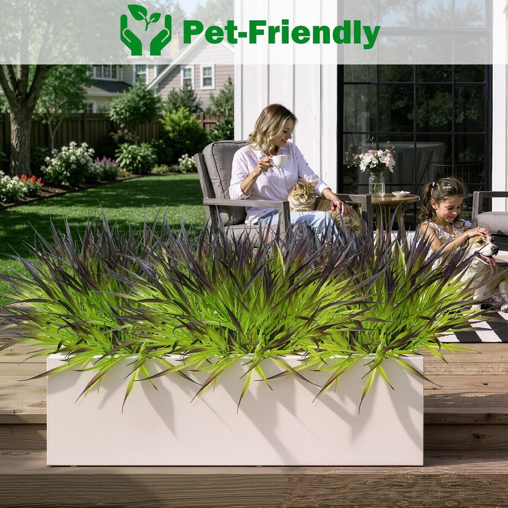 28 Bundles Artificial Outdoor Plants UV Resistant Fake Grass Plants Faux Plastic Plants Greenery Shrubs Garden