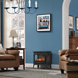 Freestanding Electric Fireplace Stove Heater with 3D Flame Effect, Infrared Space Heater for Rooms up to 1,000 Sq Ft, Black