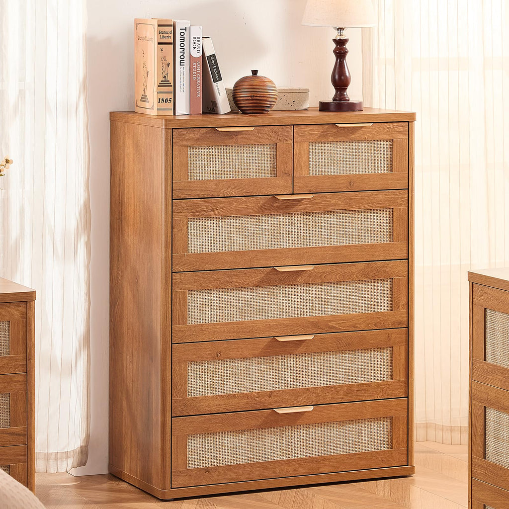 Rattan Dresser, 41" Tall Chest of Drawers