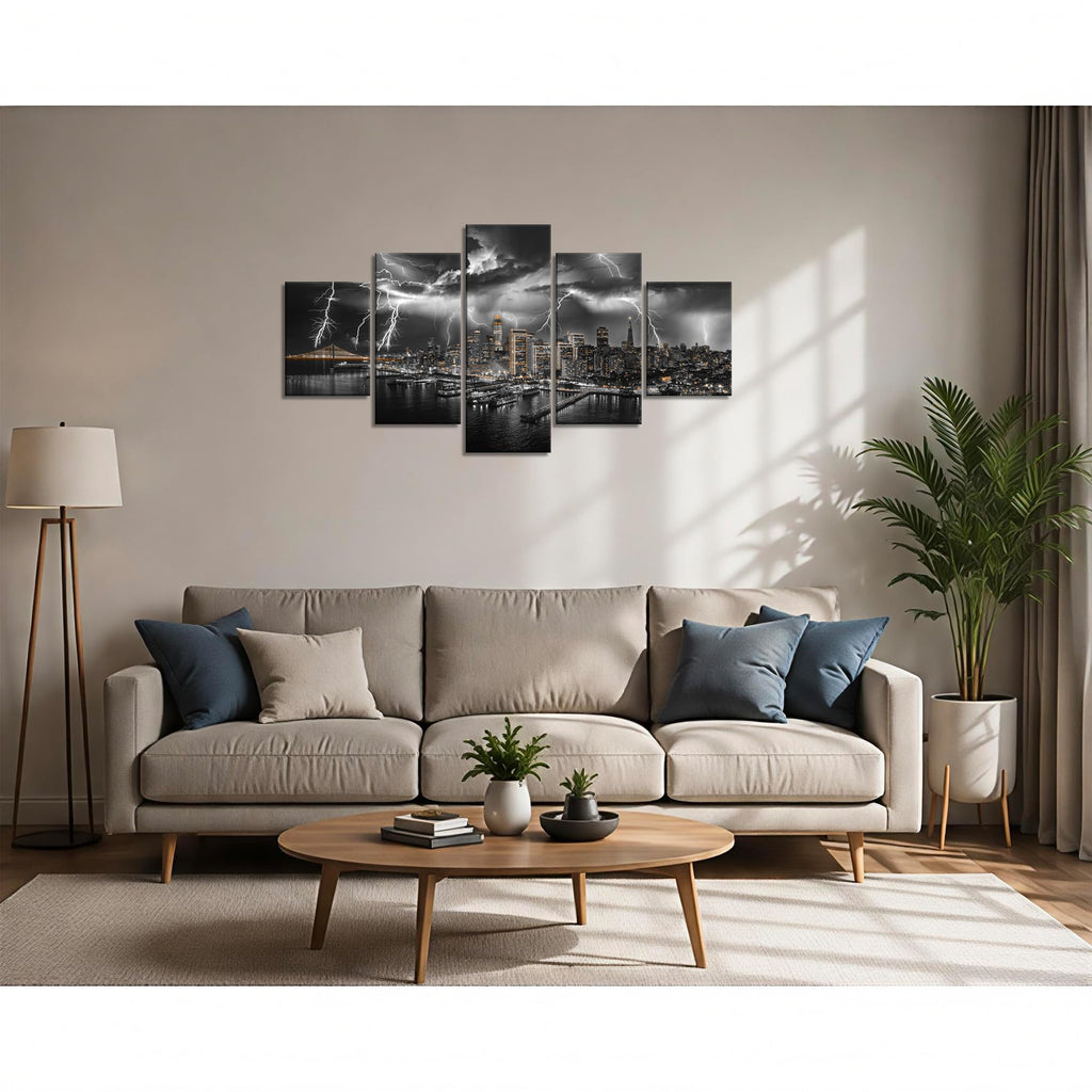 San Francisco Bay Bridge Canvas Wall Cityscape Painting(60"x32")