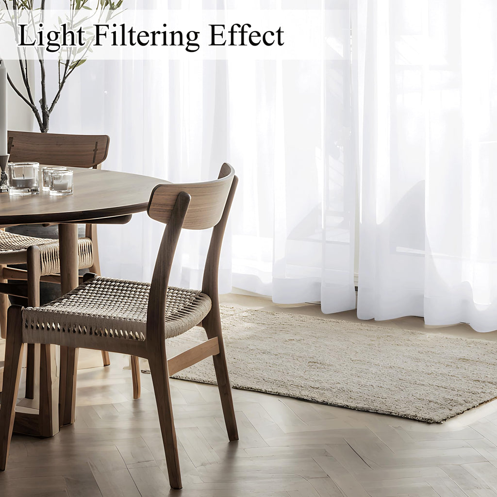 White Non-See-Through Light Filtering Curtains, Semi Sheer Privacy Grommet Drapes, 78 Inches Long 2 Panels, Cat Proof