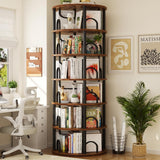 6 Tier Rotating Bookshelf Tower, Revolving Bookcase, 360° Round Spinning Book Shelf