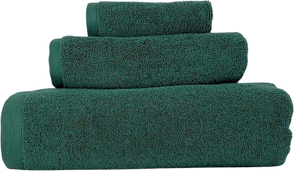 3PC Turkish Cotton Bath Towel Set, Silver-Infused (Green) | Plush 700 GSM set includes 58x30" bath towel, 30x16" hand