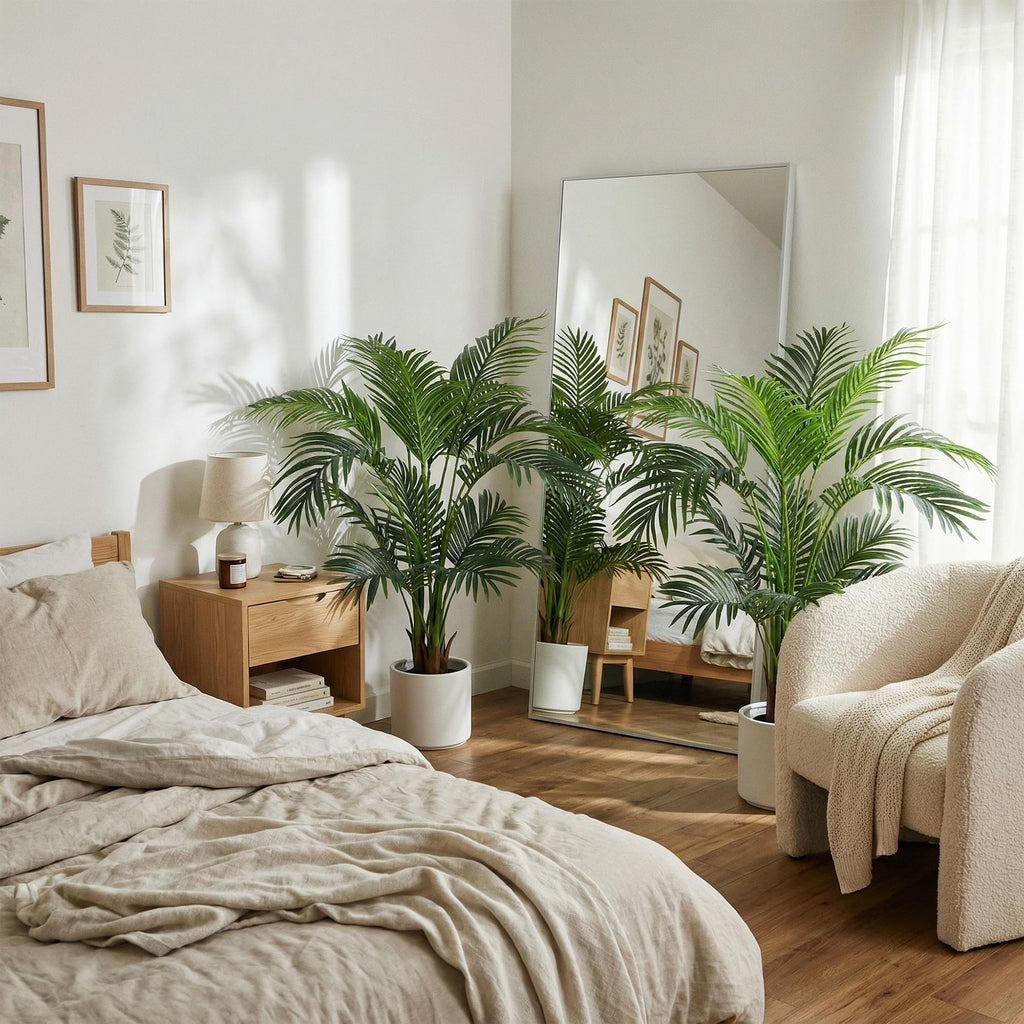 4ft 2-Pack Artificial Palm Tree Plants, 47in Fake Cane Areca Palm Trees