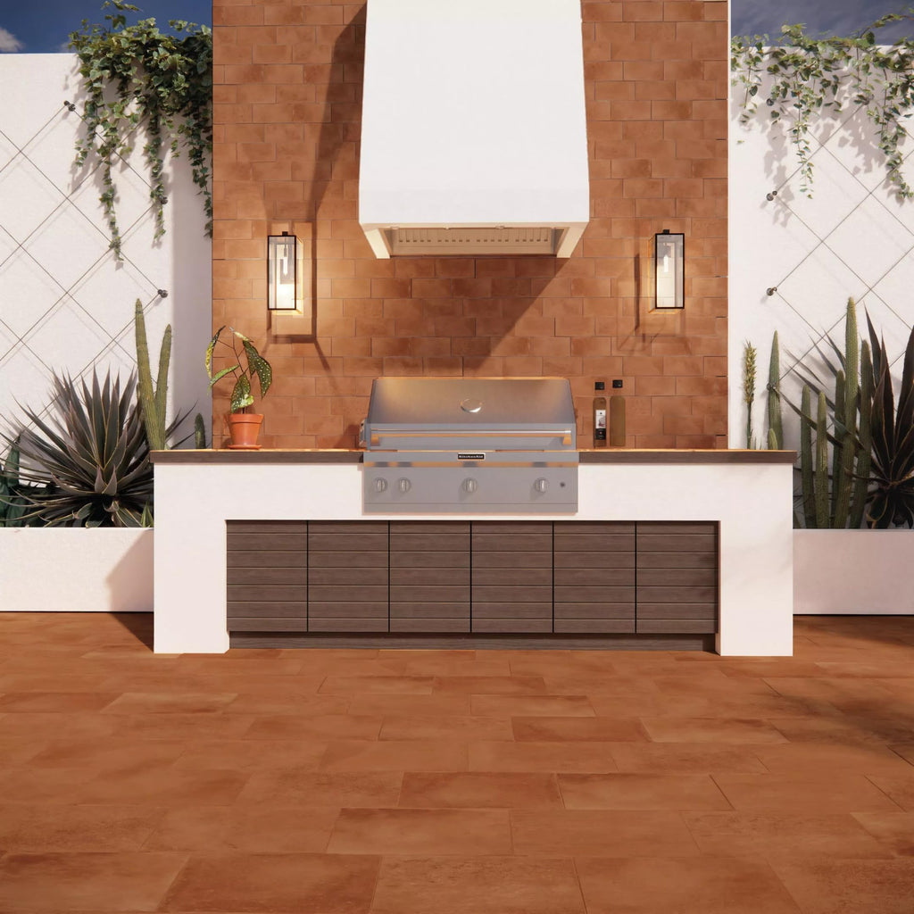Desert Ember Matte Porcelain 4x9 Inches Tile Rustic Terracotta Look Floor and Wall Tile Warm Earth Tone Indoor